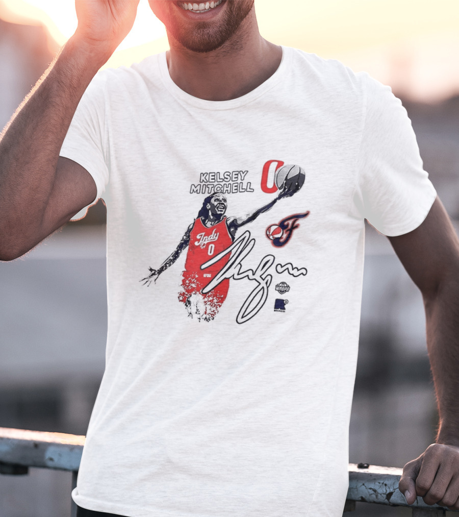 Kelsey Mitchell Indiana Fever WNBPA Round21 Indy 0 Basketball Jersey And Signature T-Shirt