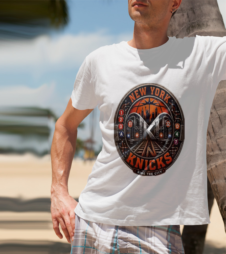 New York Knicks Ride The City Subway Basketball Skyline T-Shirt