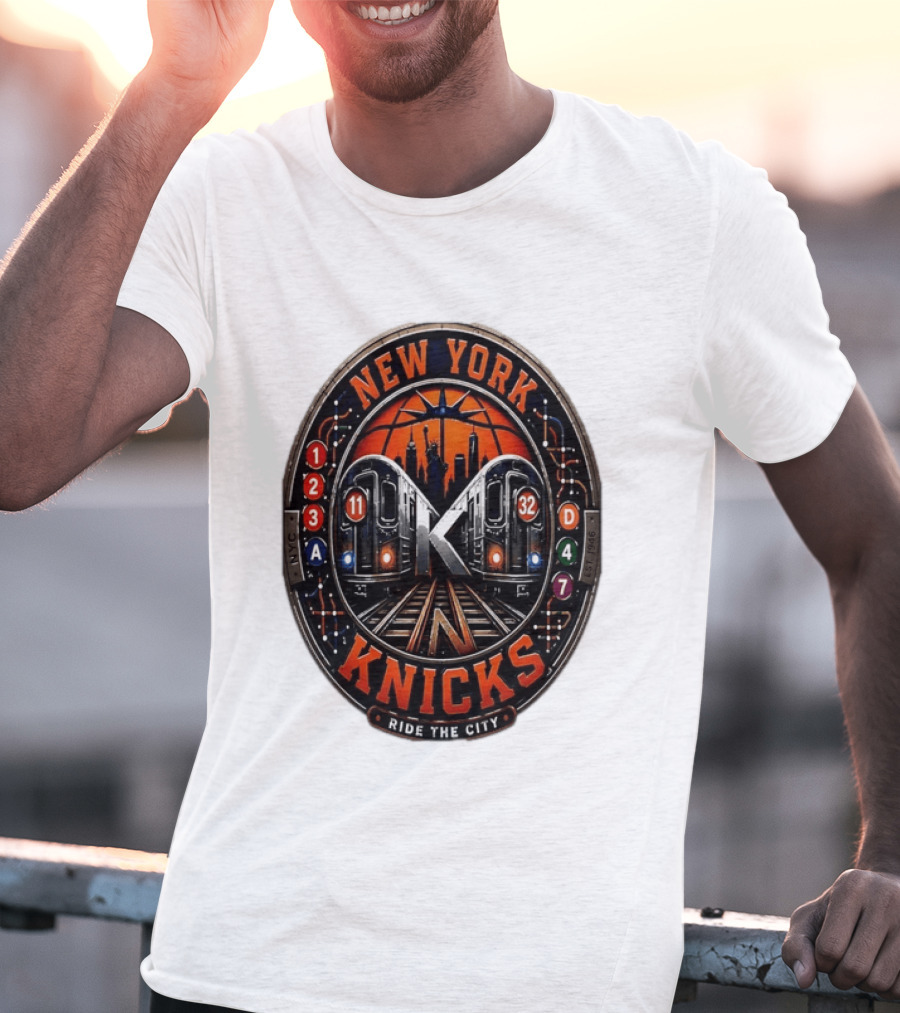 New York Knicks Ride The City Subway Basketball Skyline T-Shirt