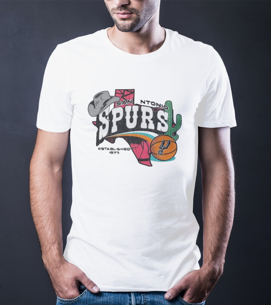San Antonio Spurs Established 1973 Texas Map Basketball Cactus Cowboy Hat T-Shirt