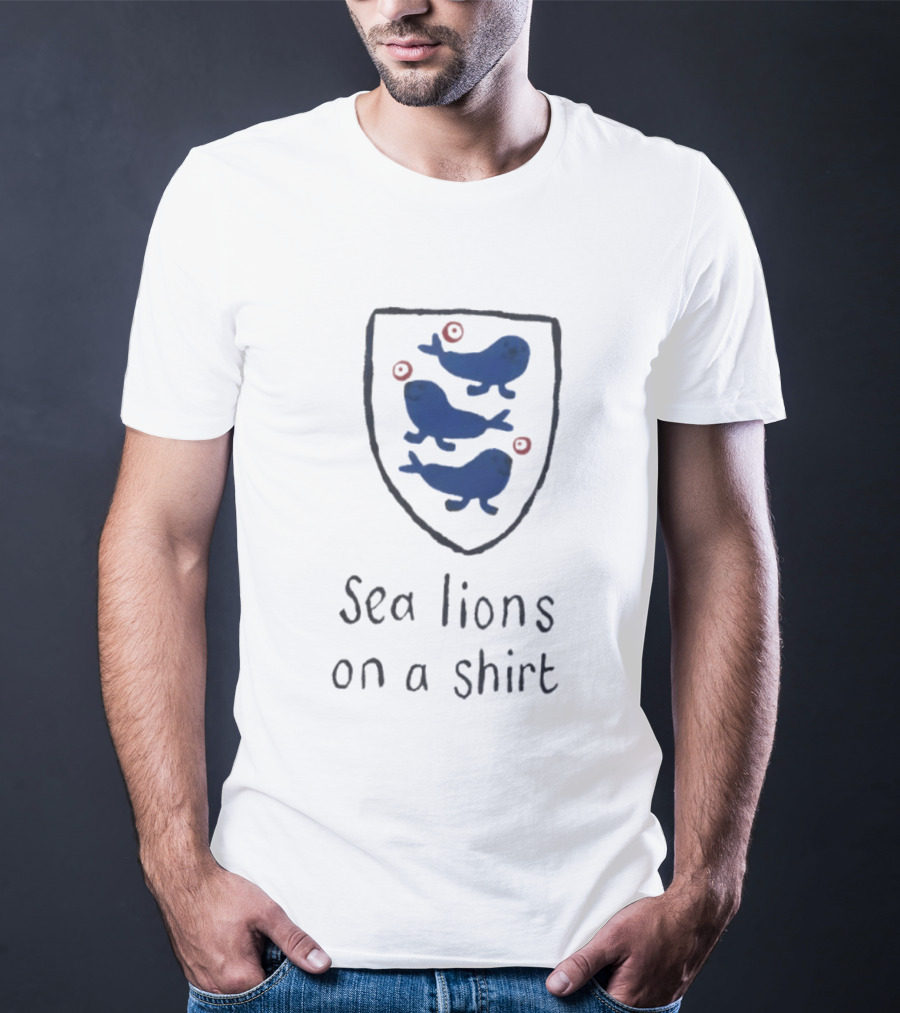 Sea Lions On A Shield Logo England Football Playful T-Shirt