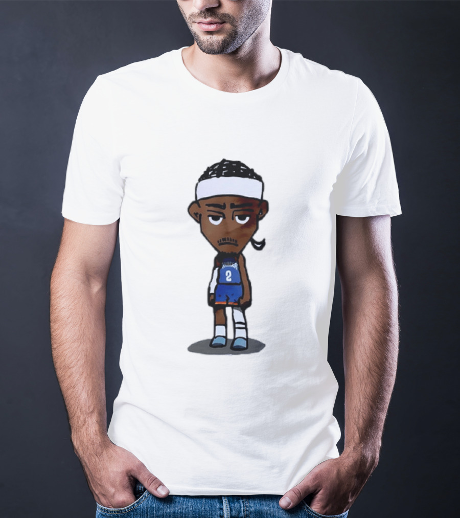 Shai Gilgeous Alexander Sad Cartoon OKC Thunder Basketball Player T-Shirt