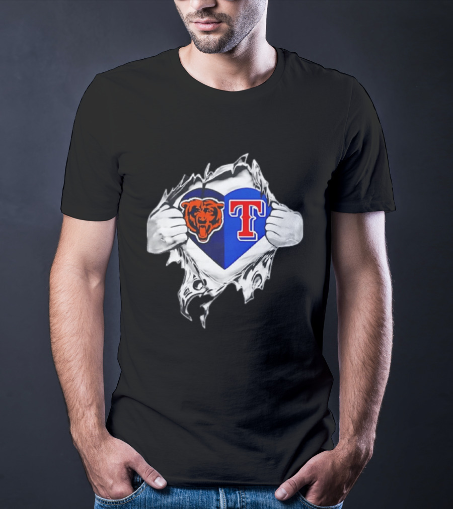 Chicago Bears And Texas Rangers Heart T-Shirt
