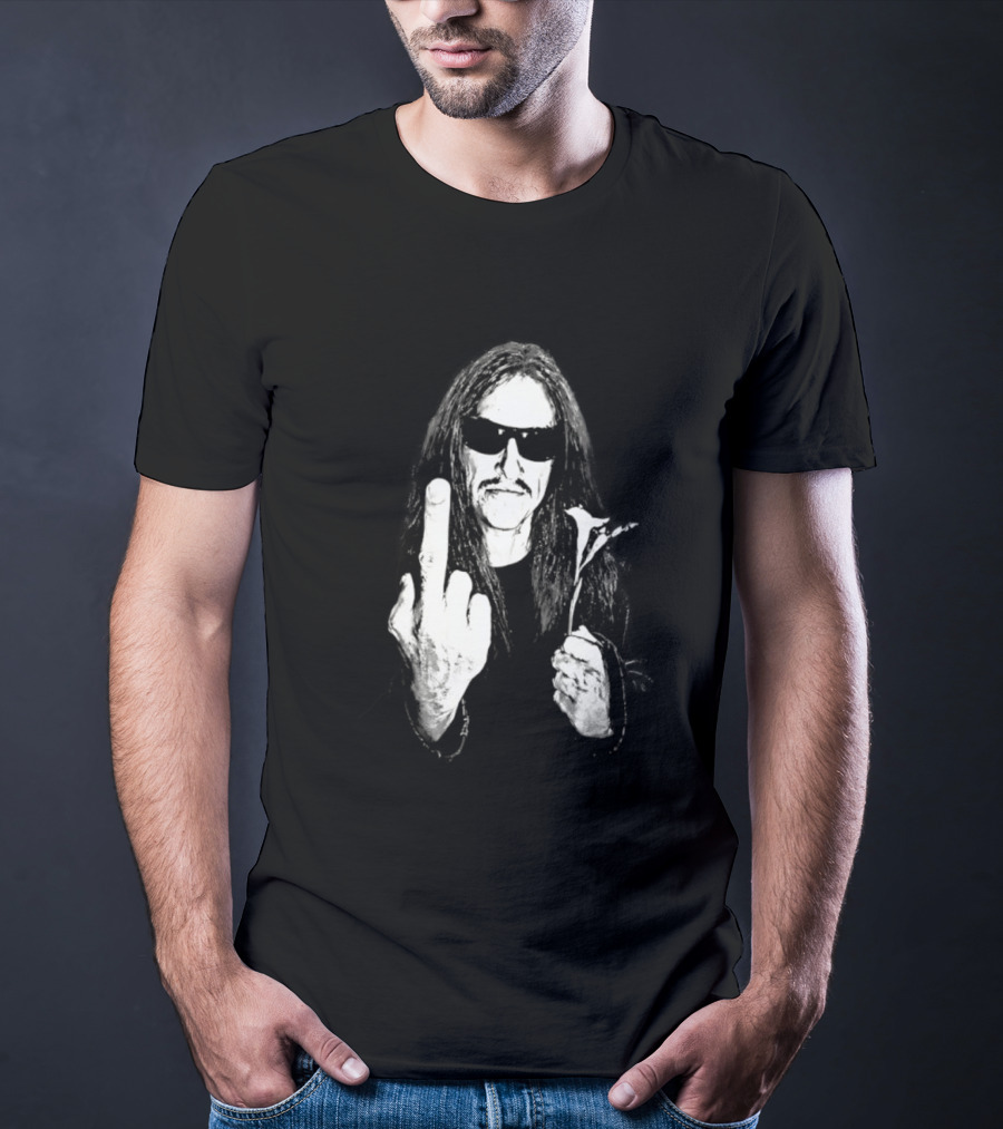 Cliff Burton Middle Finger Black And White Sunglasses Lily Flower T-Shirt