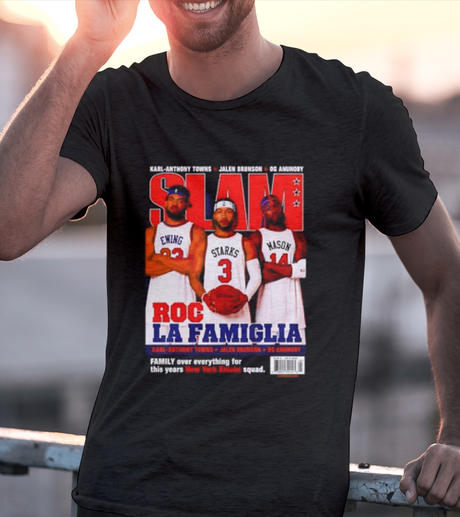 SLAM Magazine Roc La Famiglia Karl Anthony Towns Jalen Brunson OG Anunoby New York Knicks T-Shirt
