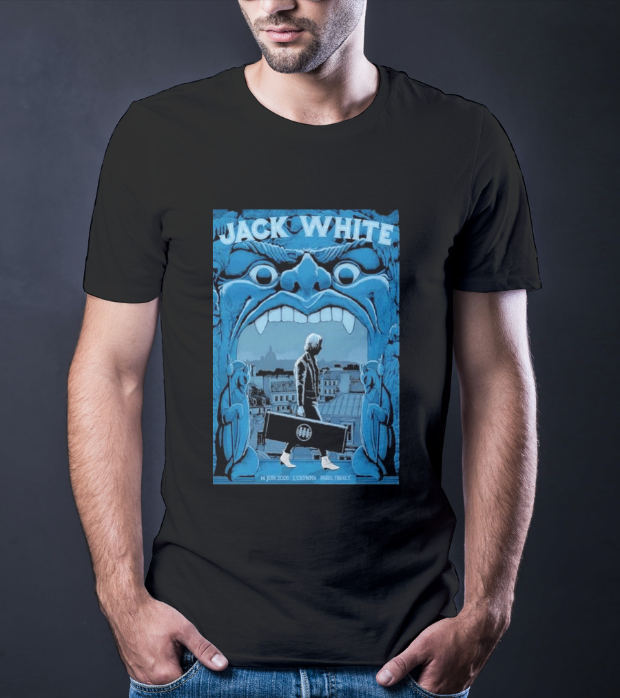 Jack White L'Olympia Paris France June 14 2026 Concert Imagery Blue Gargoyle T-Shirt