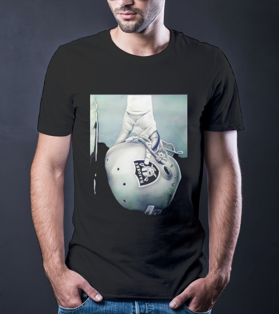 Las Vegas Raiders Football Helmet Hand Wrap Player Representation T-Shirt