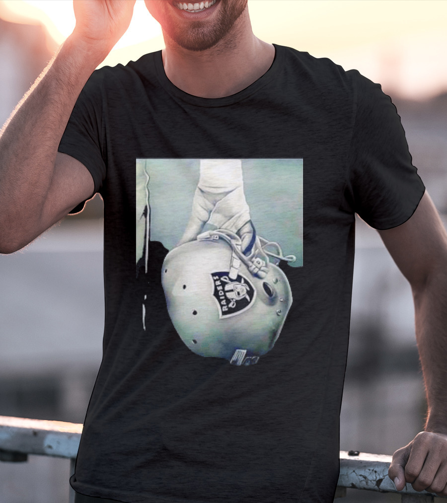 Las Vegas Raiders Football Helmet Hand Wrap Player Representation T-Shirt