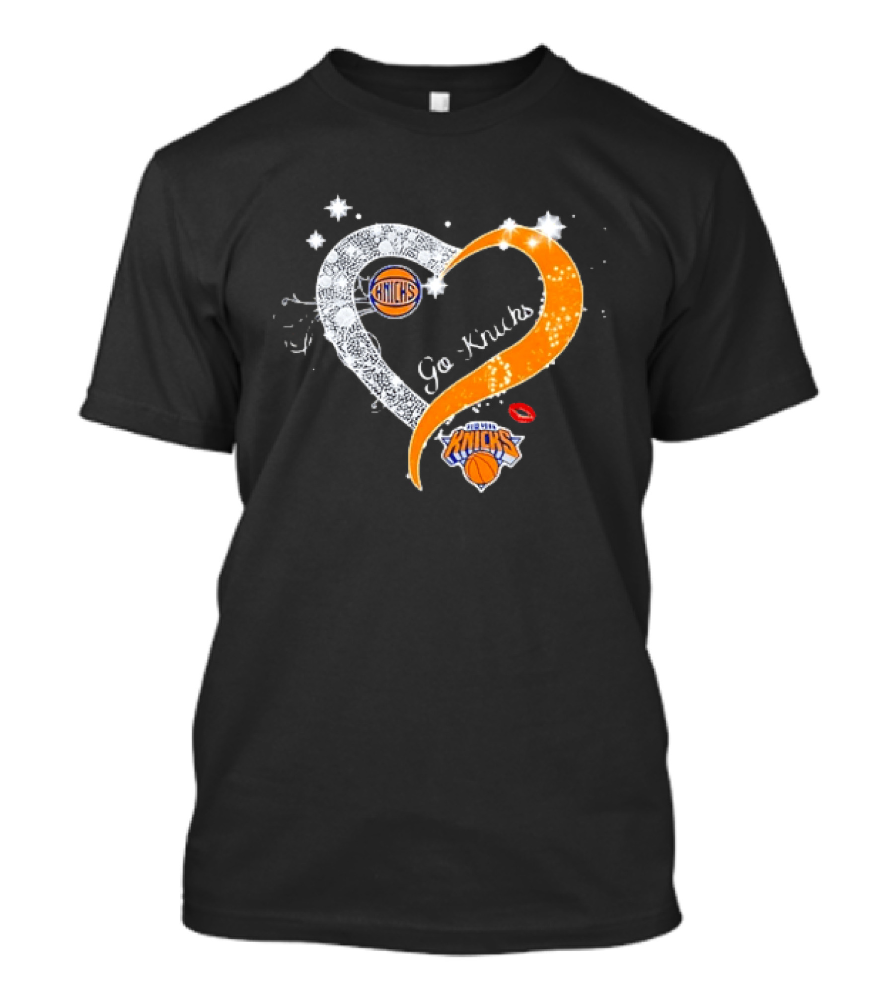 NY Knicks Heart Go Knicks Lips New York Knicks Basketball Team Fan T-Shirt