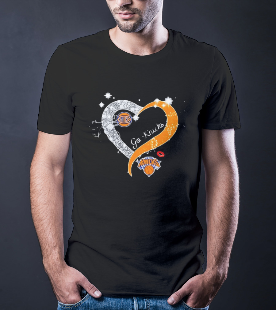 NY Knicks Heart Go Knicks Lips New York Knicks Basketball Team Fan T-Shirt