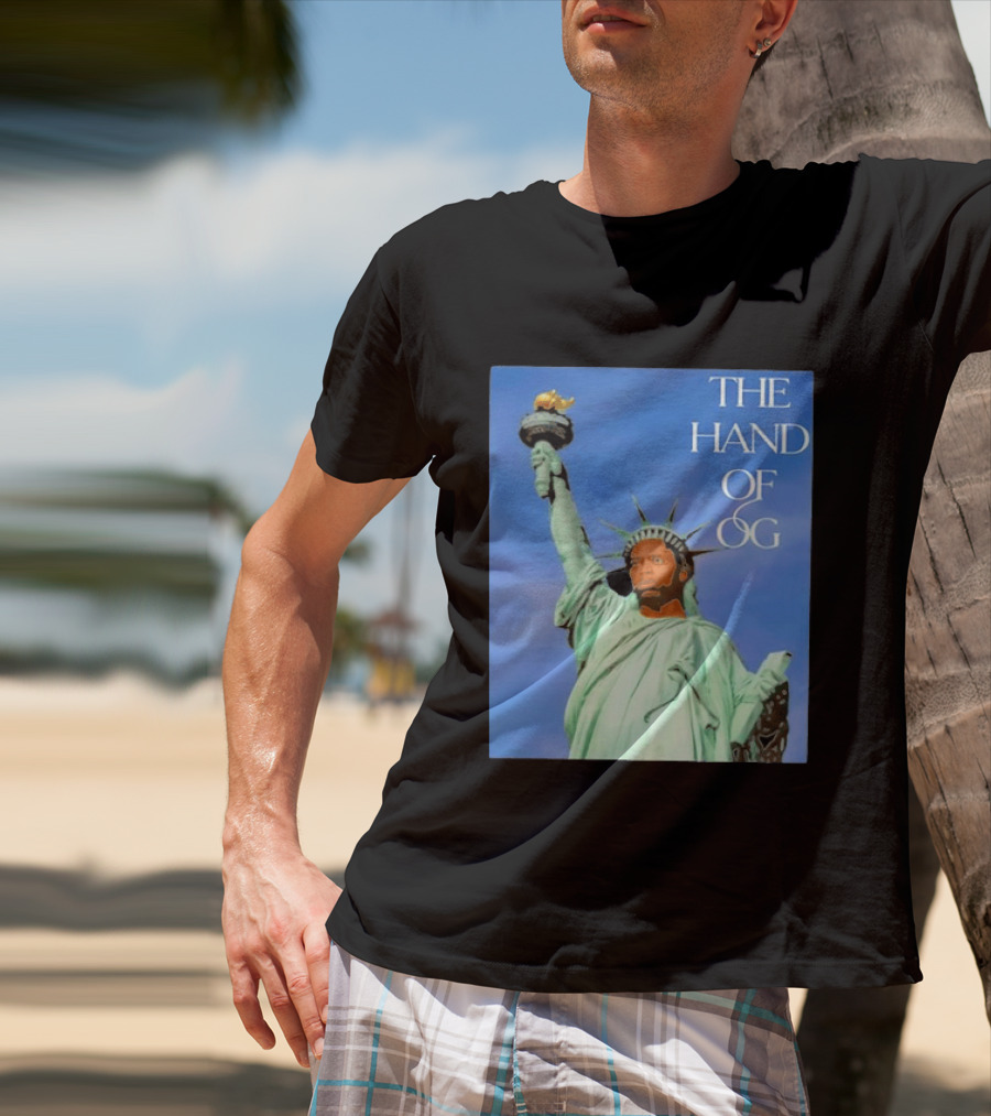 OG Anunoby New York Knicks The Hand Of OG Statue Liberty Fusion T-Shirt