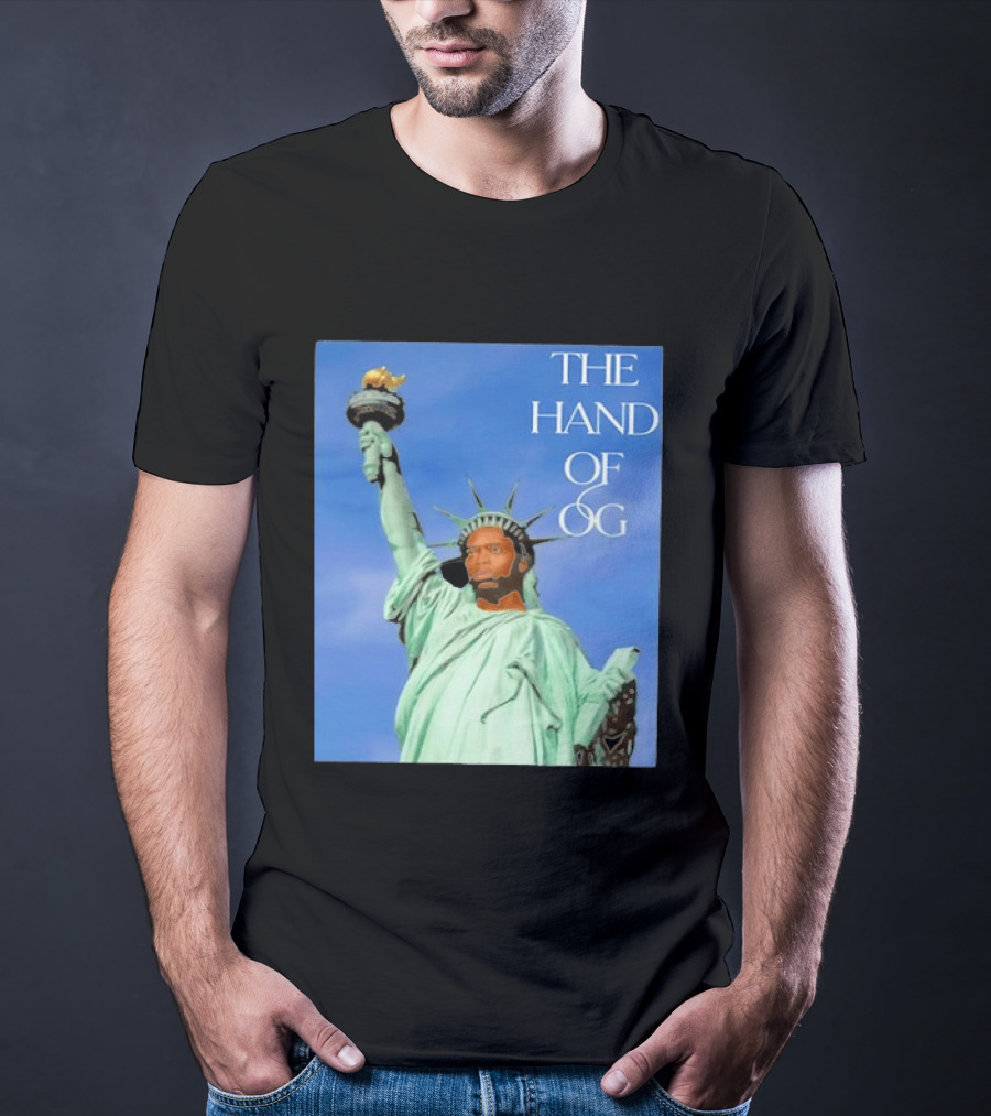 OG Anunoby New York Knicks The Hand Of OG Statue Liberty Fusion T-Shirt