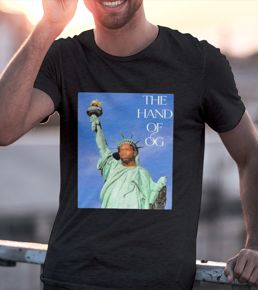 OG Anunoby New York Knicks The Hand Of OG Statue Liberty Fusion T-Shirt