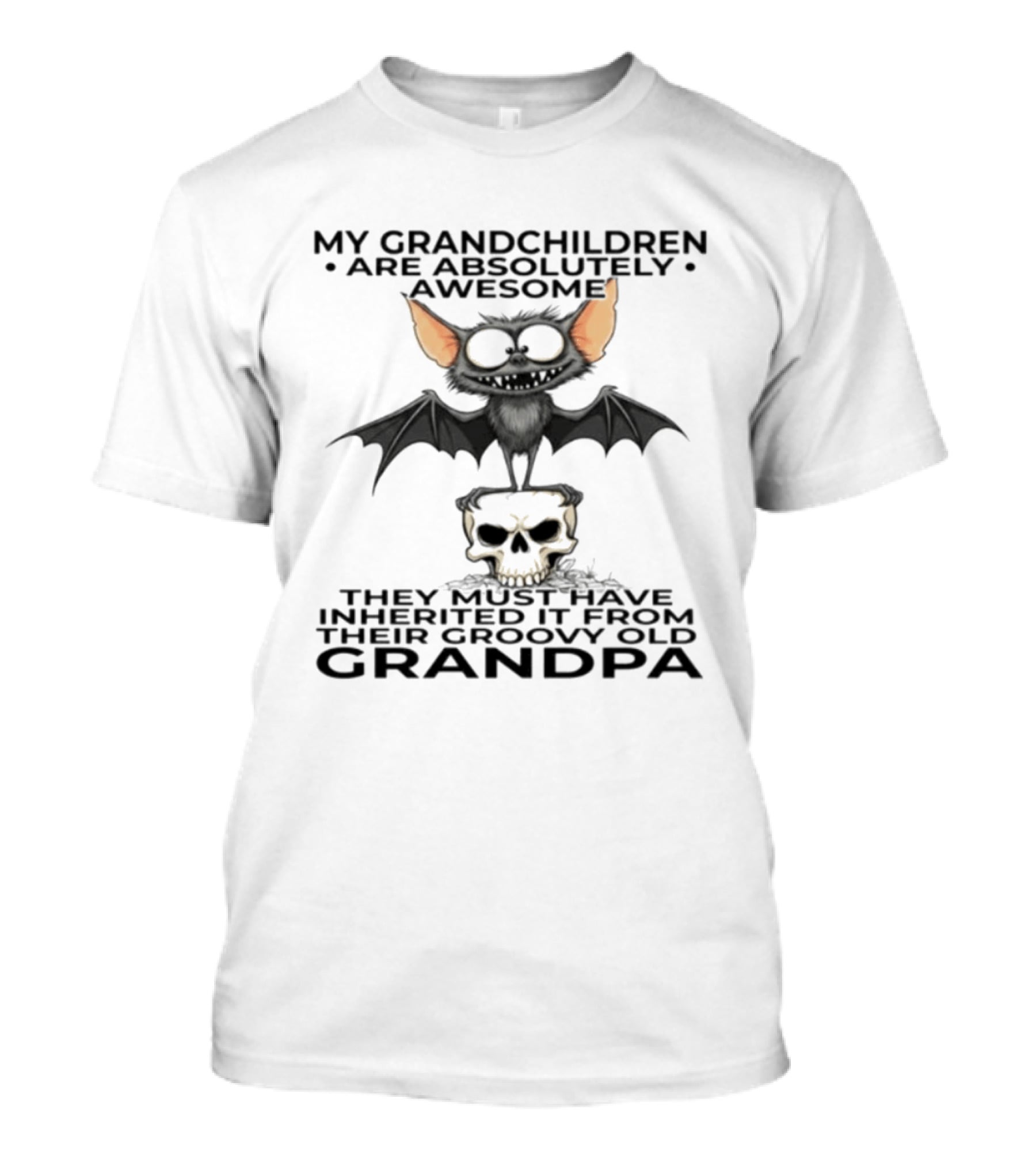 My Grandchildren Are Absolutely Awesome Bat And Skull Grandpa T-Shirt