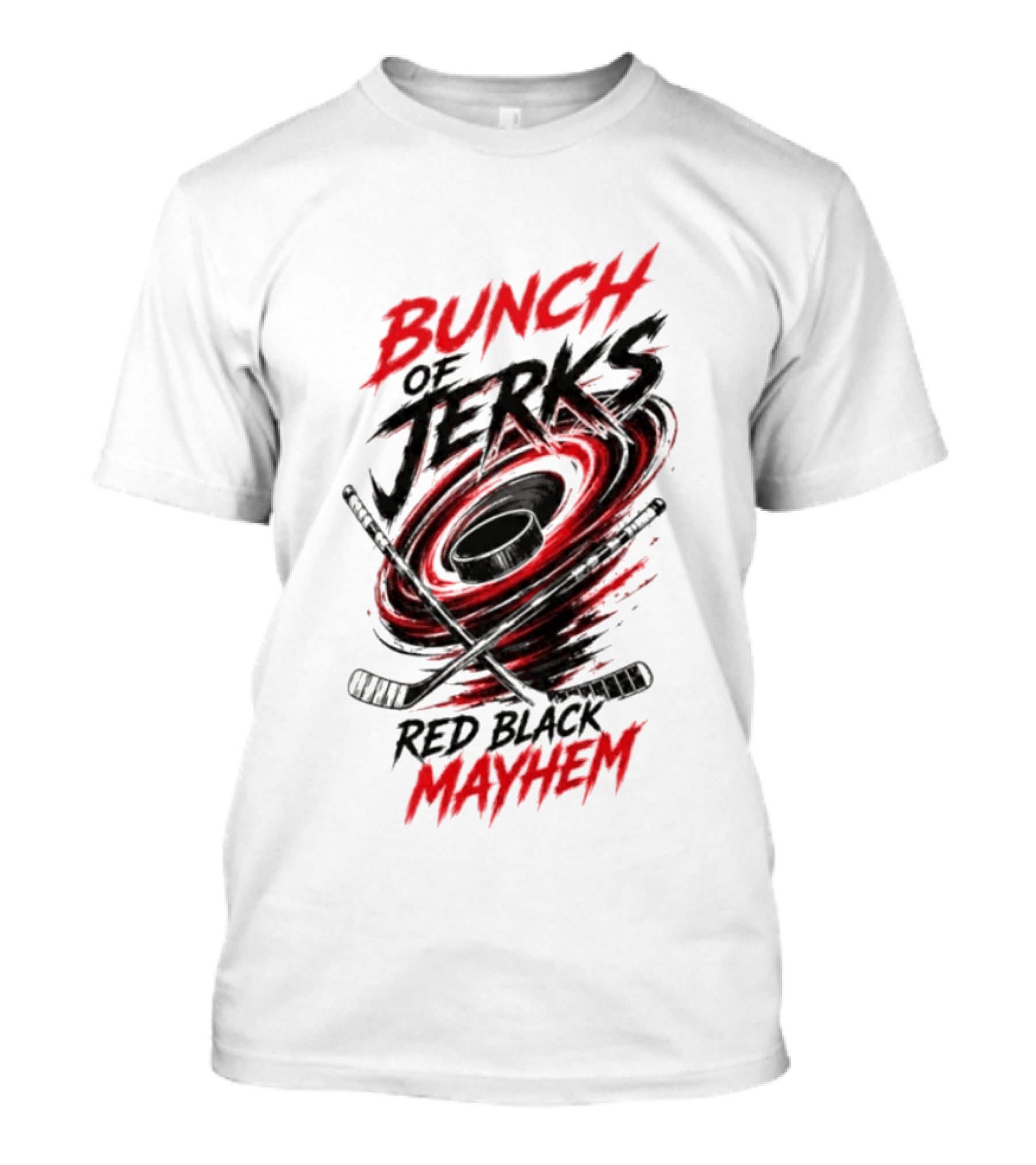 Bunch Of Jerks Red Black Mayhem Hockey T-Shirt
