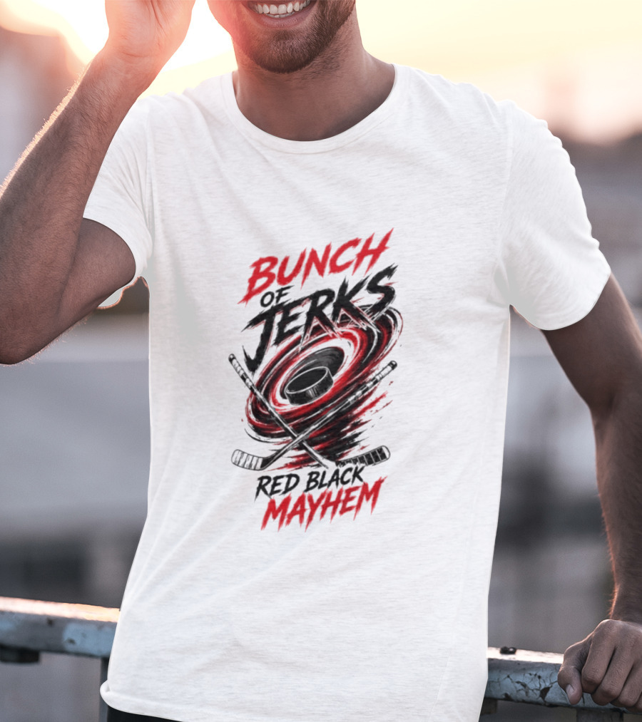 Bunch Of Jerks Red Black Mayhem Hockey T-Shirt