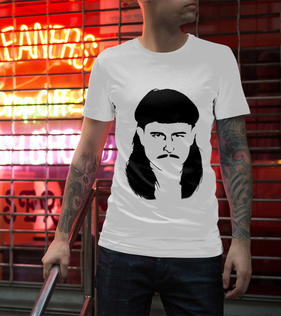 Oliver Tree Black And White Mullet And Mustache T-Shirt