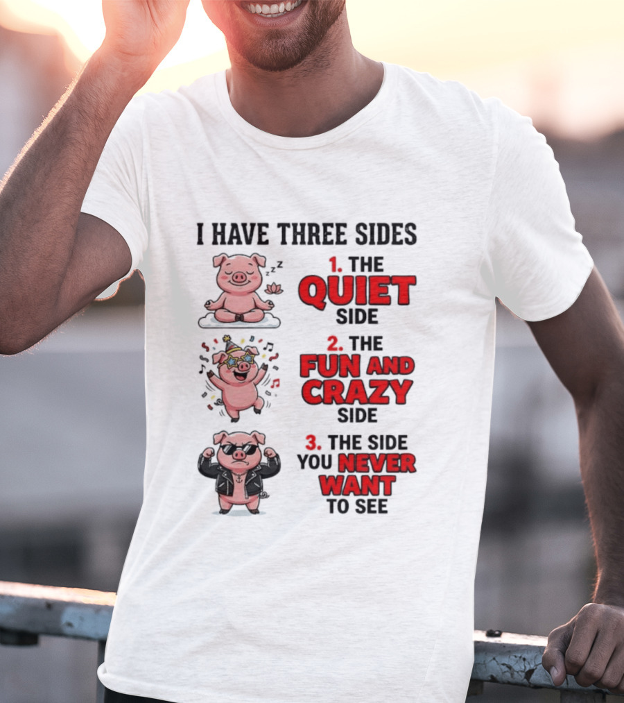 Pig I Have Three Sides Quiet Fun Crazy Never Want To See T-Shirt