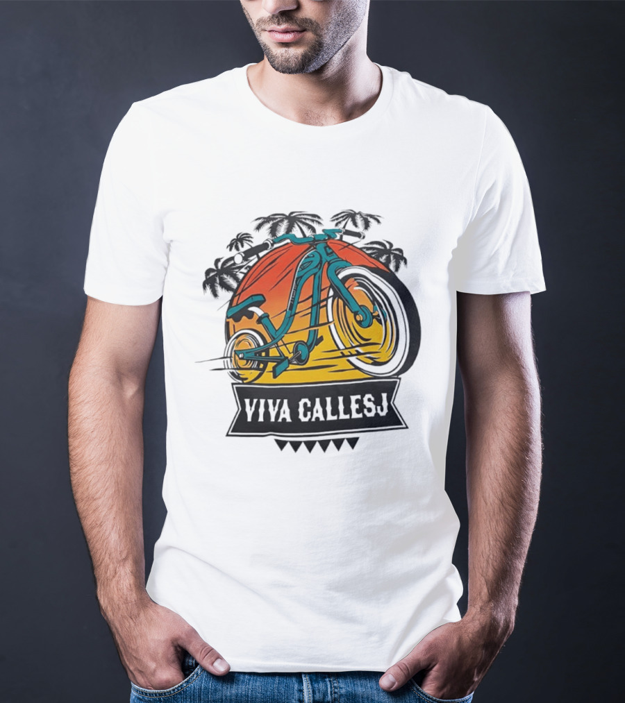 Viva CalleSJ San Jose Bike Tropical Palm Trees T-Shirt