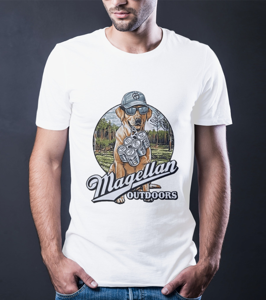 Magellan Outdoors Labrador Retriever With Six Pack In Forest Scene T-Shirt