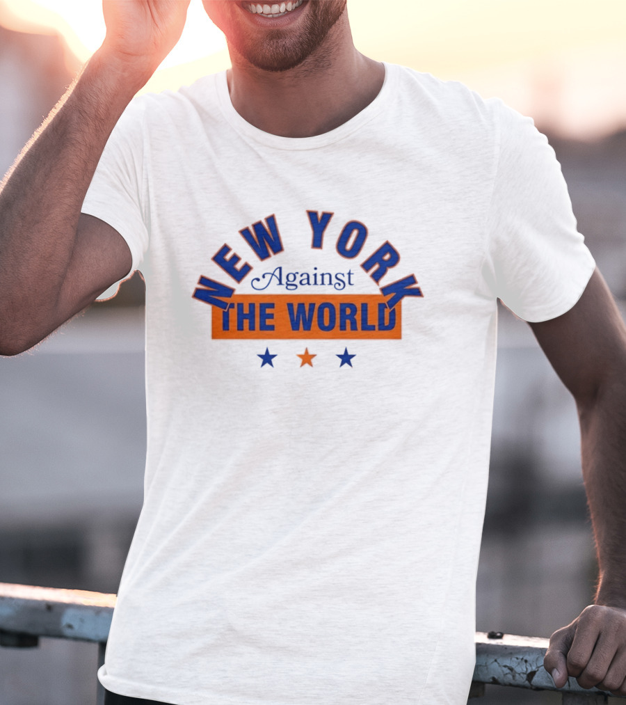New York Against The World Blue Orange Stars T-Shirt