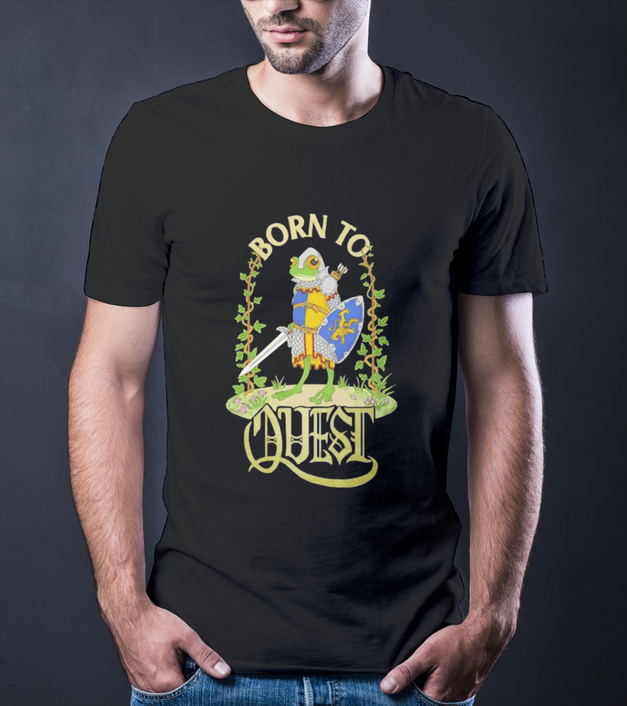 Born To Quest Frog Knight Sword And Shield Adventure T-Shirt