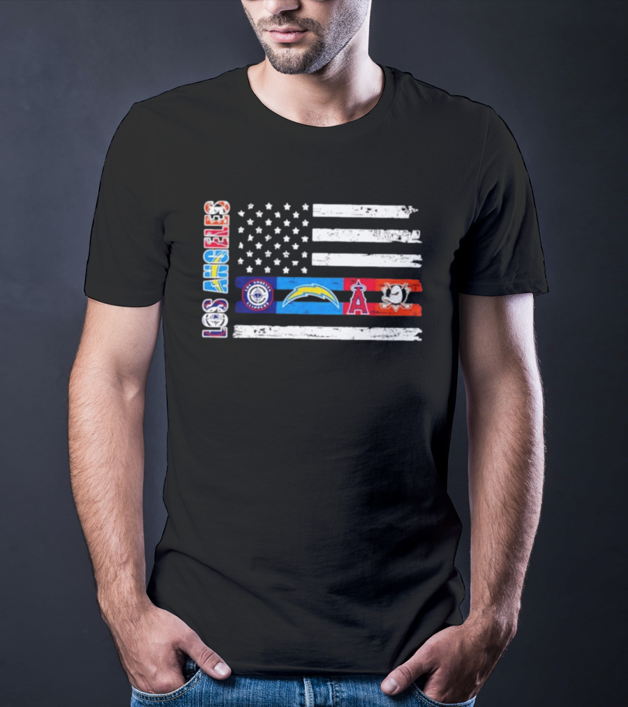 Los Angeles Clippers Chargers Angels Ducks USA Flag Independence Day T-Shirt