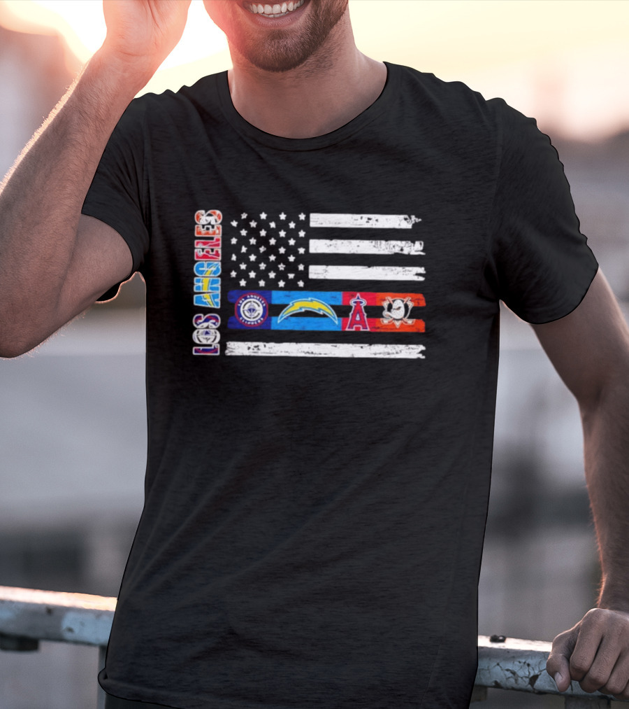 Los Angeles Clippers Chargers Angels Ducks USA Flag Independence Day T-Shirt