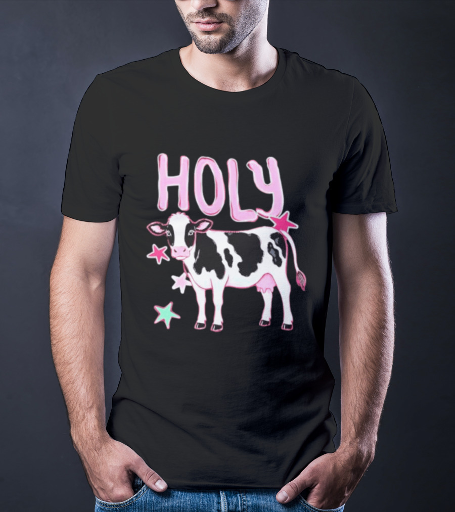Holy Cow Pink Stars Farm Animal Lovers T-Shirt