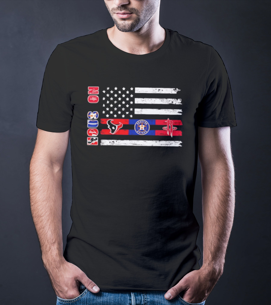 Houston Texans Astros Rockets USA Flag Independence Day T-Shirt
