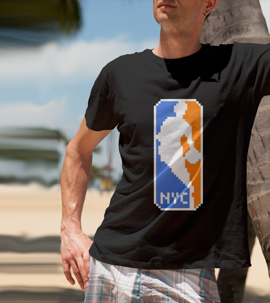 NYC NBA Pixel Logo Basketball T-Shirt