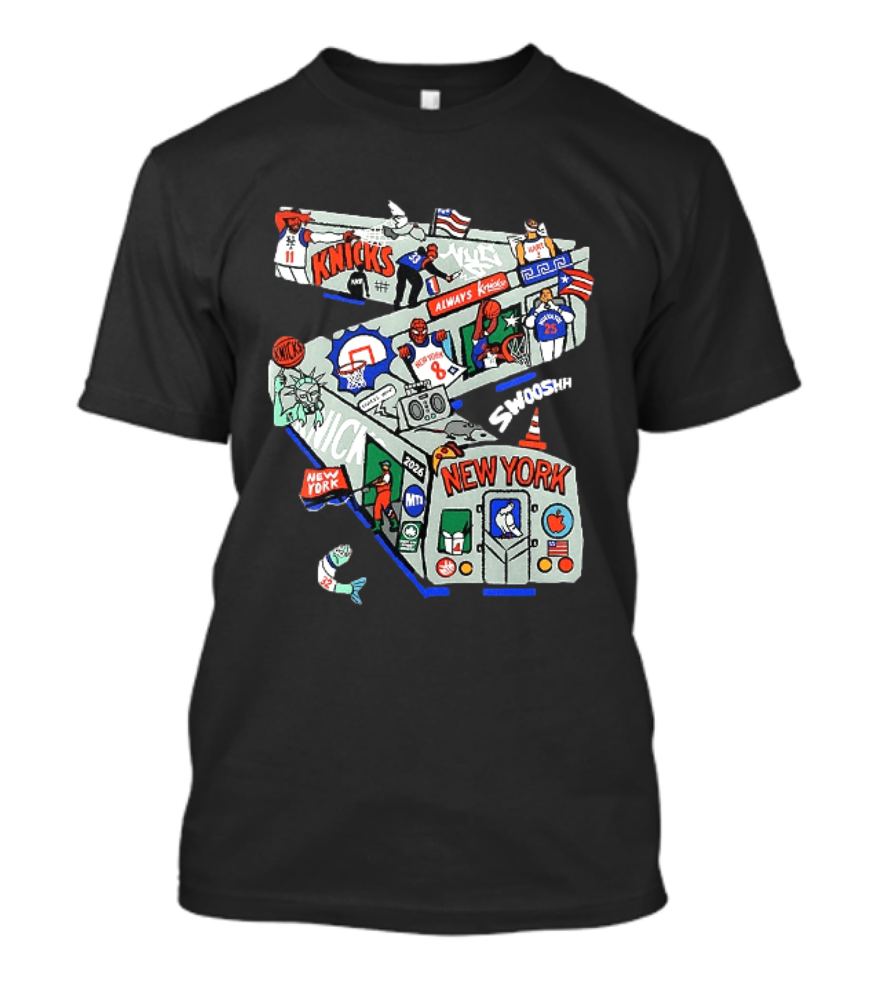 Knicks New York 2026 Jalen Brunson Josh Hart Spider Man Always Knicks Swooshh T-Shirt