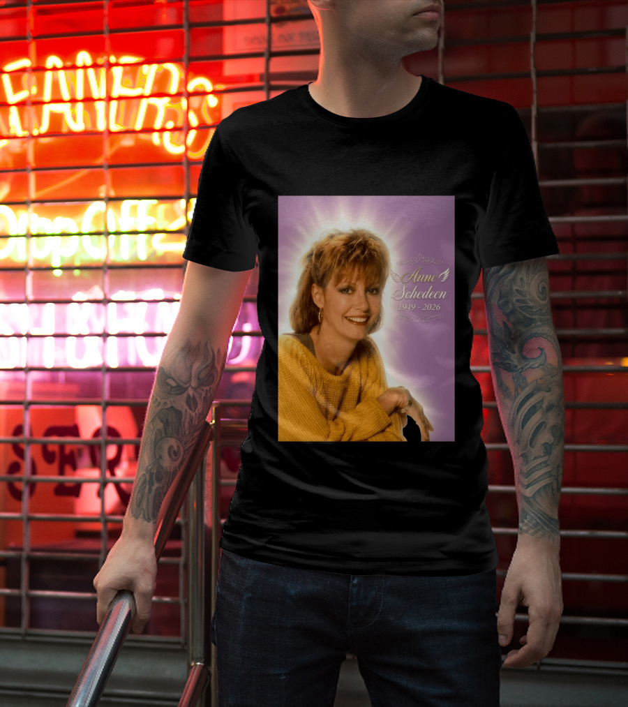 Anne Schedeen 1949 2026 Memorial Image With Angel Wings T-Shirt