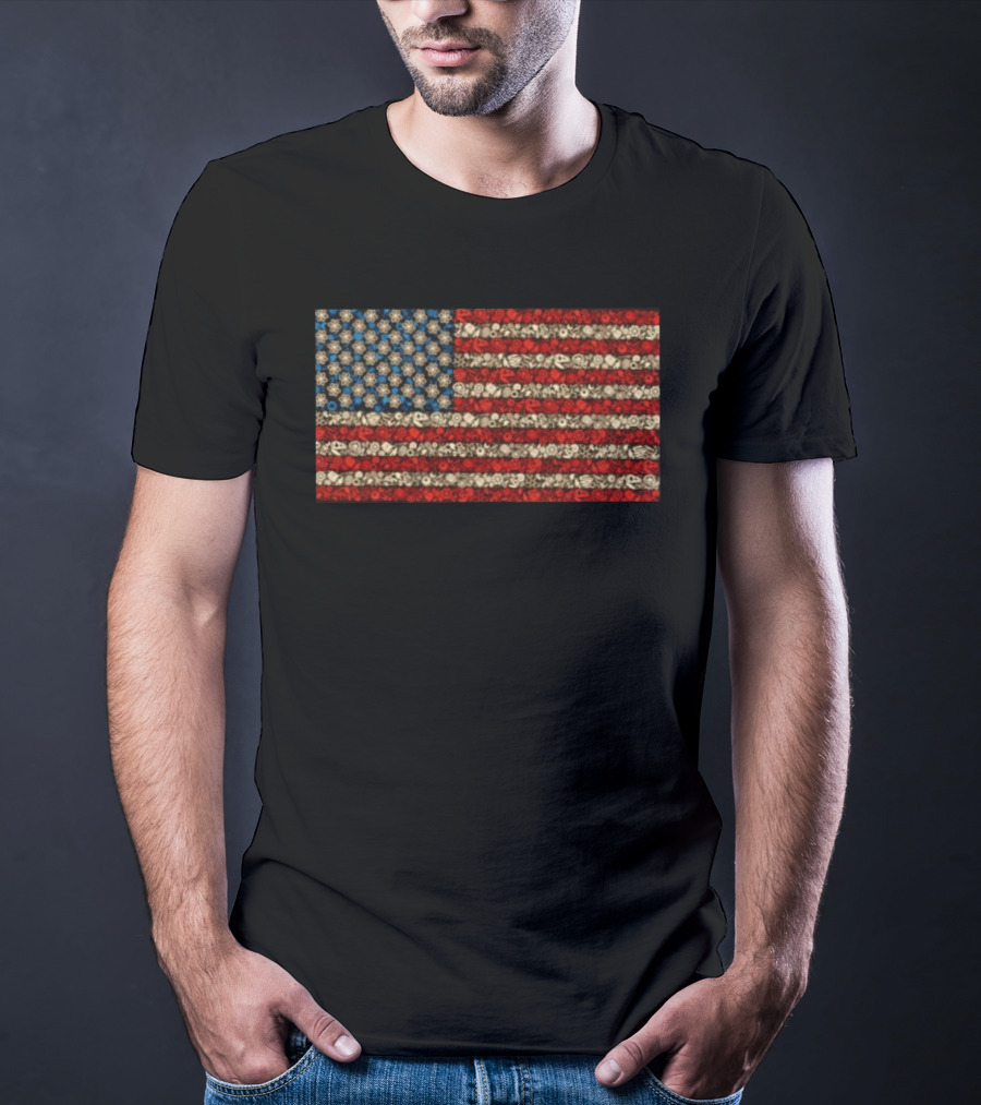 Science And Math American Flag With Molecular Structures And Atom T-Shirt