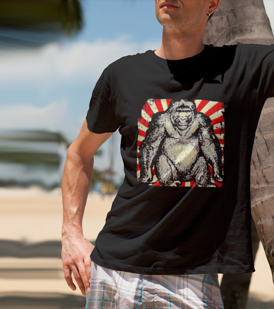Silverback Gorilla Sunburst Wildlife Nature Animal T-Shirt