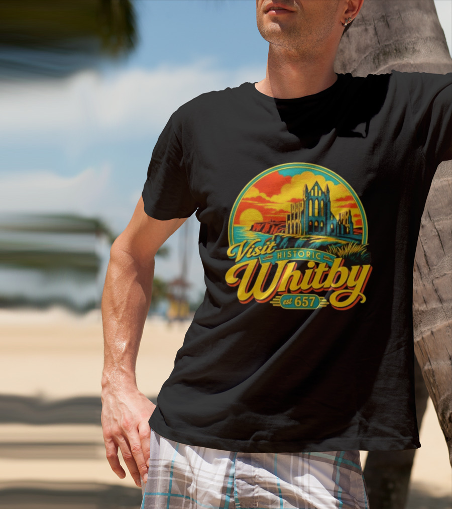 Visit Historic Whitby Abbey North Yorkshire England Est 657 T-Shirt
