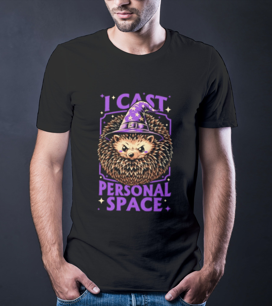 Witch Hedgehog I Cast Personal Space Fantasy Magic Wizard Animal Lover T-Shirt