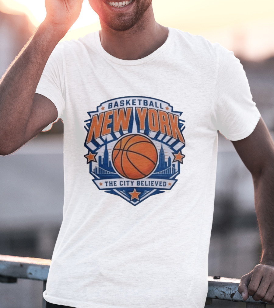 New York Basketball 2026 Champs The City Believed Skyline Basketball T-Shirt