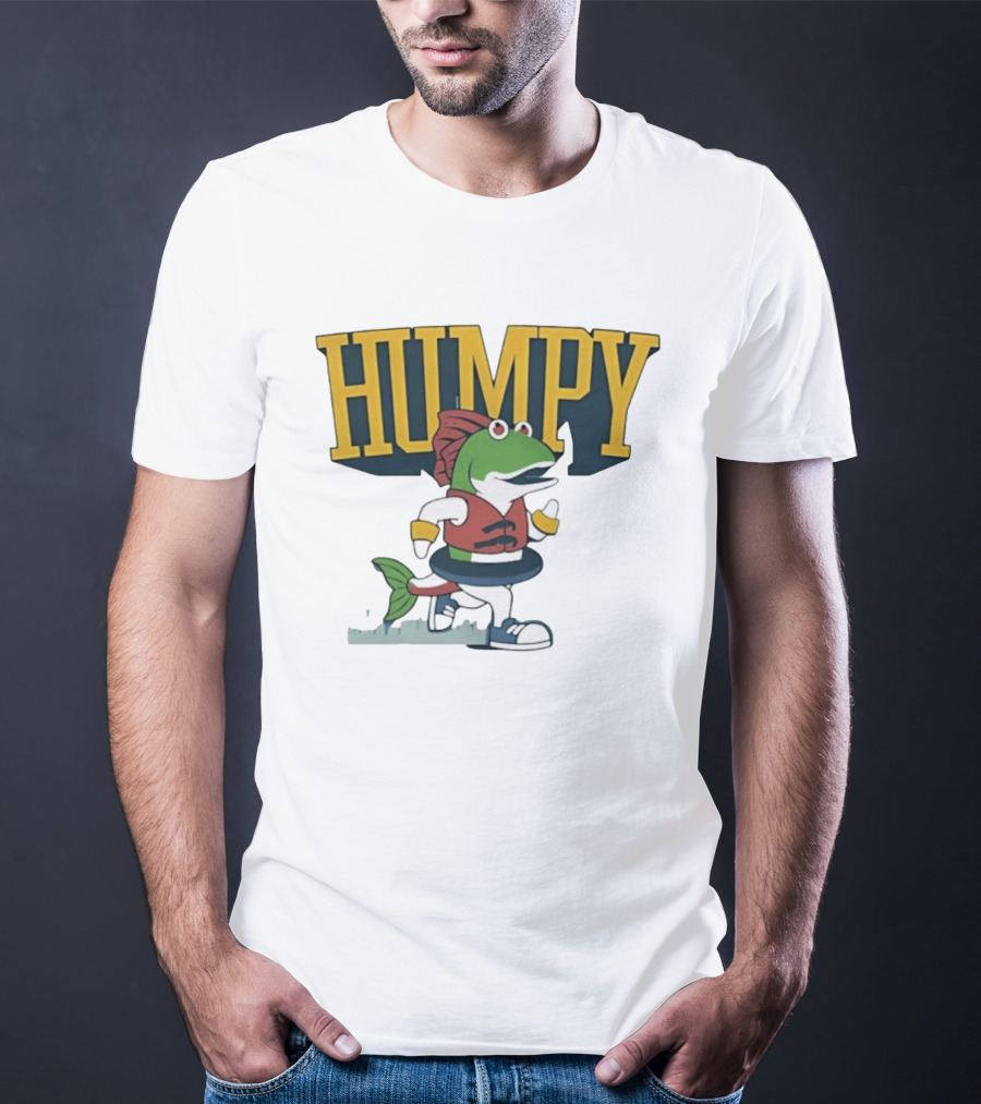 Humpy Running Fish With Life Vest Tube Humor T-Shirt