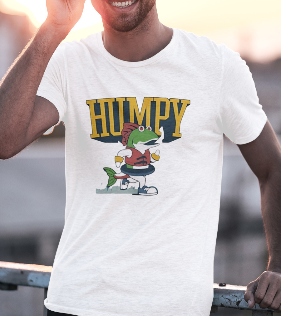 Humpy Running Fish With Life Vest Tube Humor T-Shirt