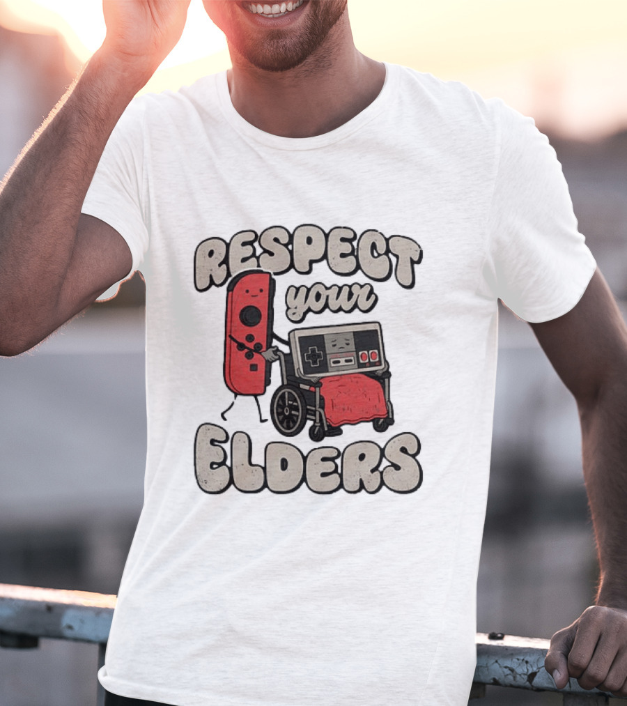 Respect Your Elders NES Controller Switch Gamer Humor T-Shirt
