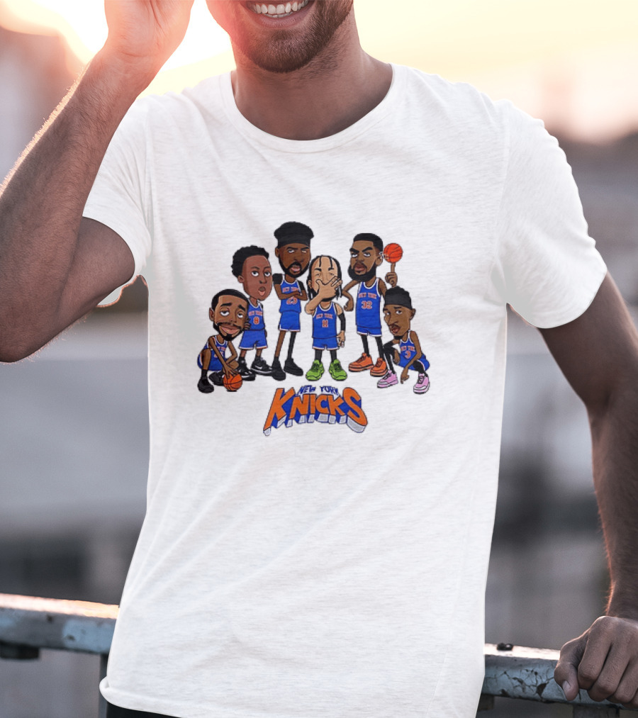Jalen Brunson Mitchell Robinson RJ Barrett Julius Randle New York Knicks Legends NBA 2026 Caricature T-Shirt