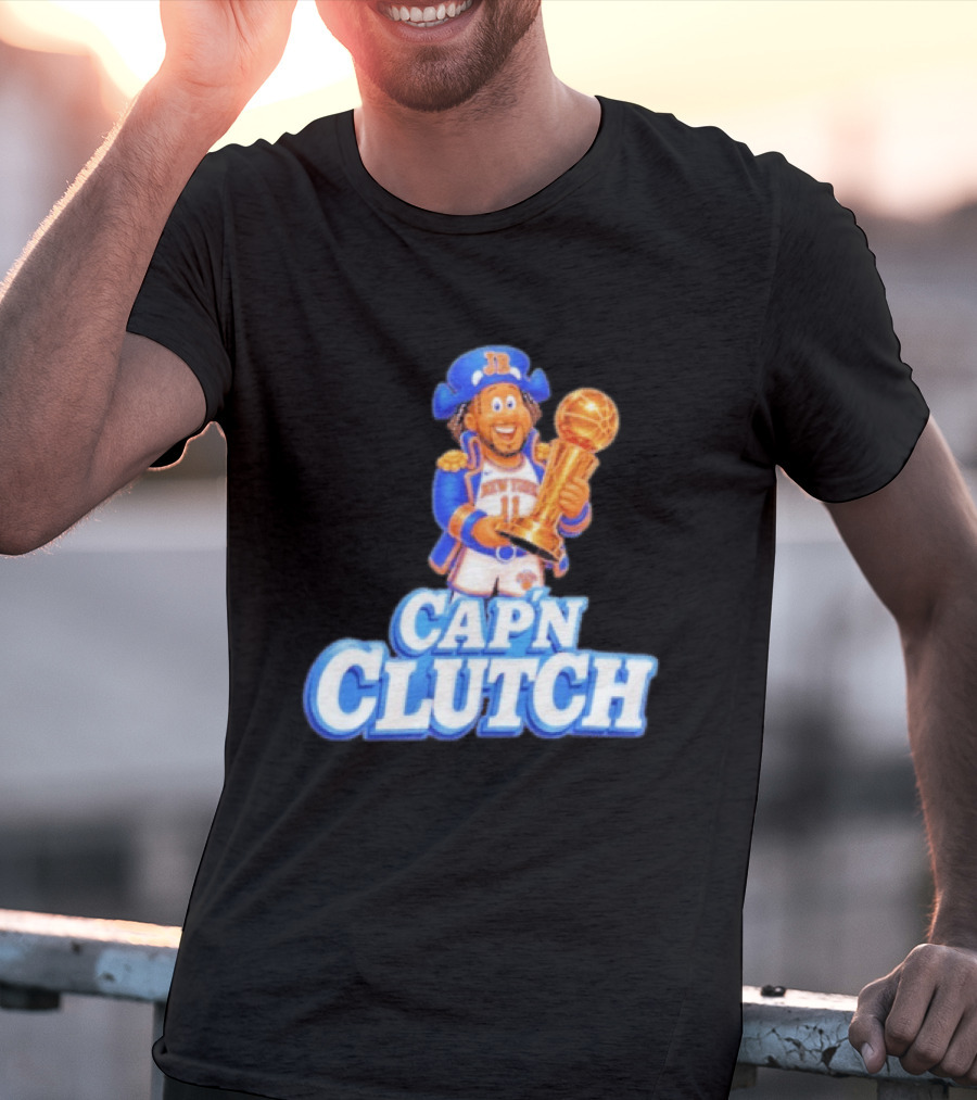 Cap'n Clutch Jalen Brunson New York Knicks Trophy Celebration T-Shirt
