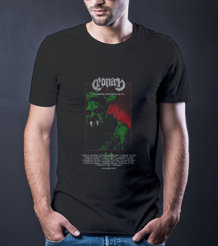 Conan Dead Before Death US Tour July 2026 Monster Art By King Of Doom T-Shirt