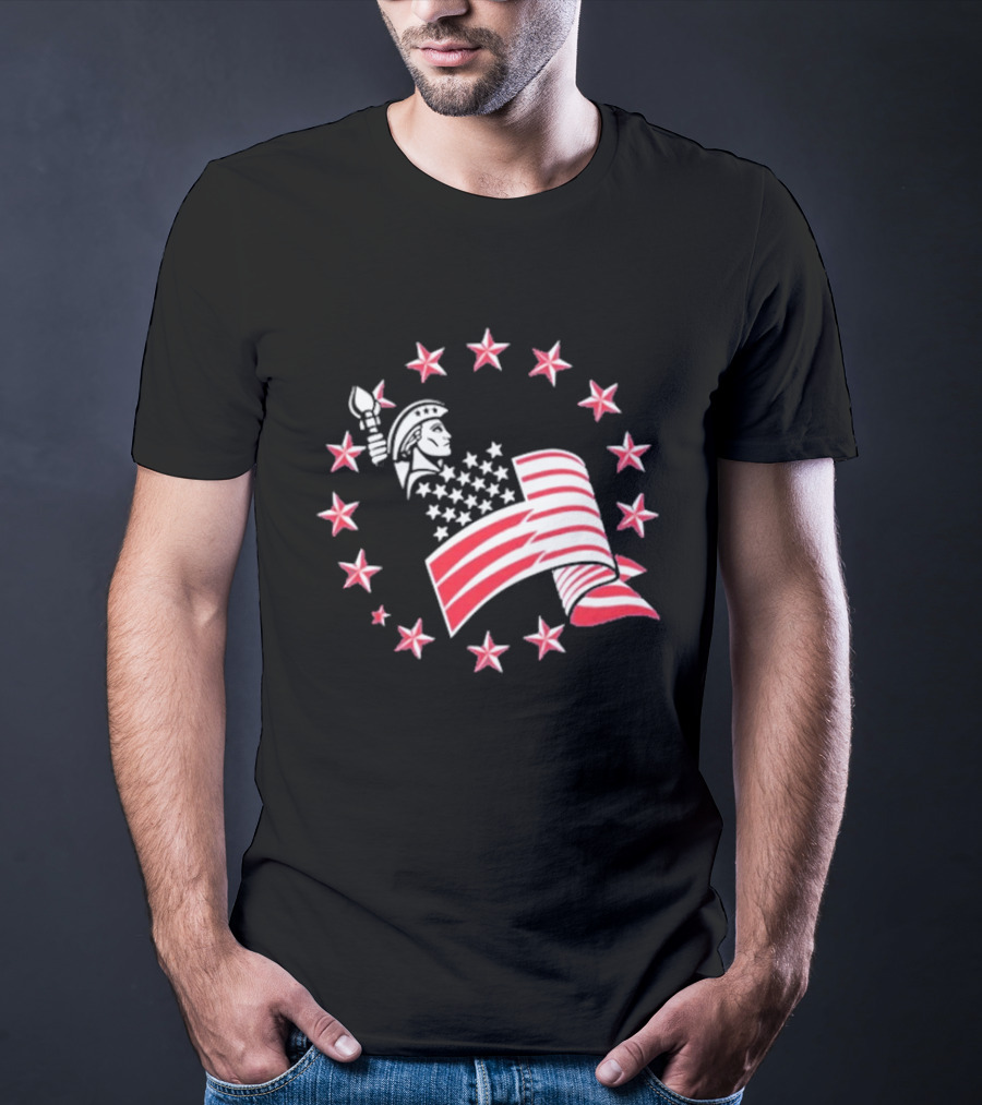 Patriotic Lady Liberty American Flag Stars USA Pride T-Shirt