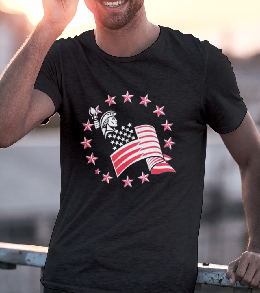 Patriotic Lady Liberty American Flag Stars USA Pride T-Shirt