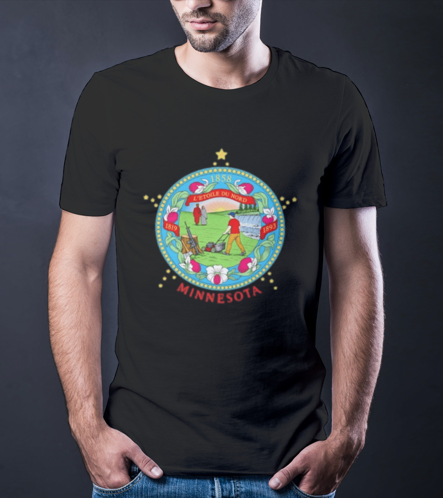 Minnesota Seal L'Etoile Du Nord 1858 1819 1893 Humorous Lawn Care Satire T-Shirt