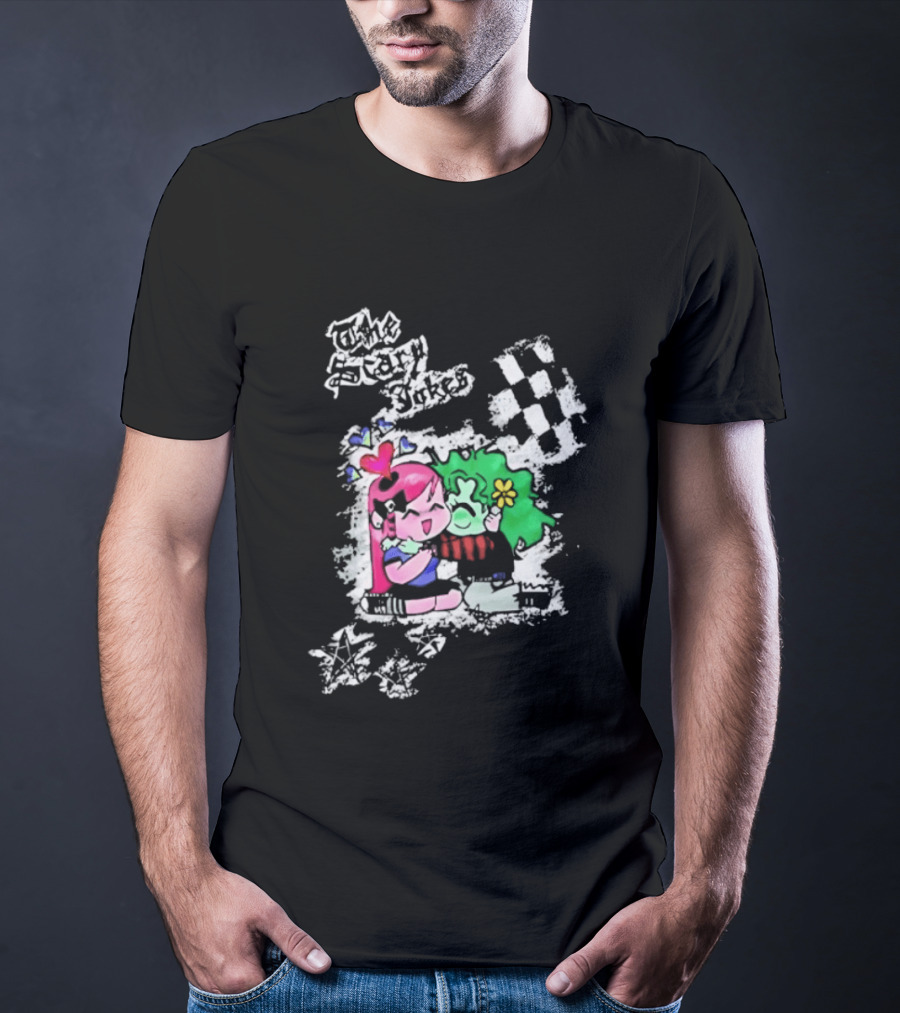 The Scary Jokes Checkered Pattern With Colorful Characters T-Shirt