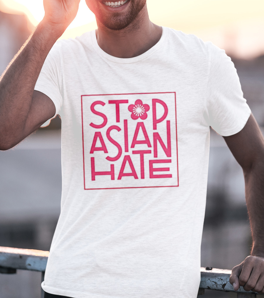 Stop Asian Hate Pink Blossom Flower Protest Activism T-Shirt