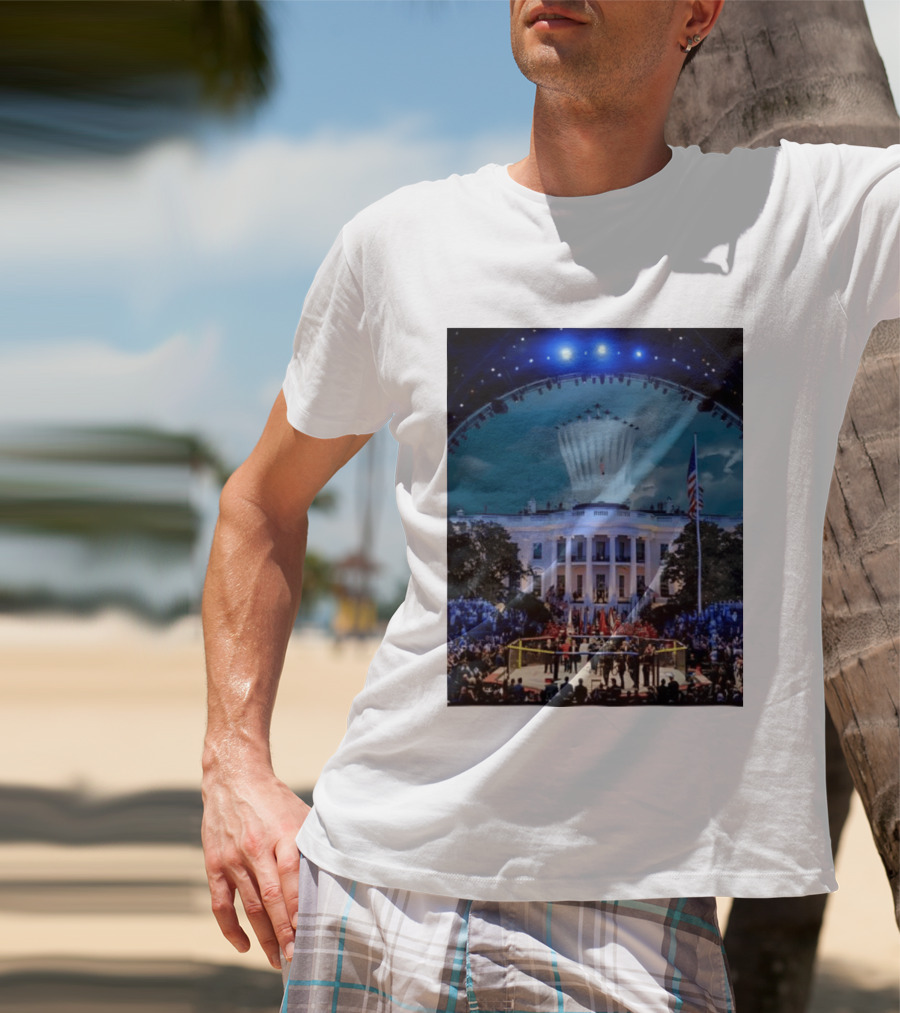 White House MMA Octagon Event Flyover American Flag Patriotic Display T-Shirt